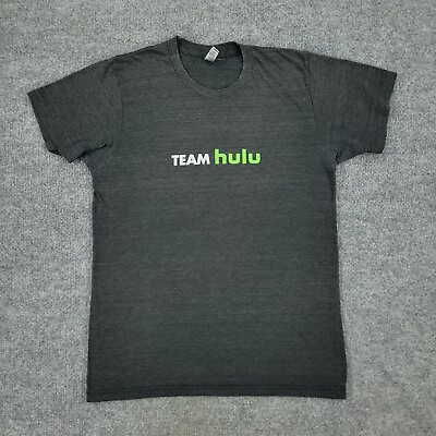 #ad Hulu Shirt Men#x27;s Medium Gray Team Member Logo Crew Graphic Short Sleeve Pullover