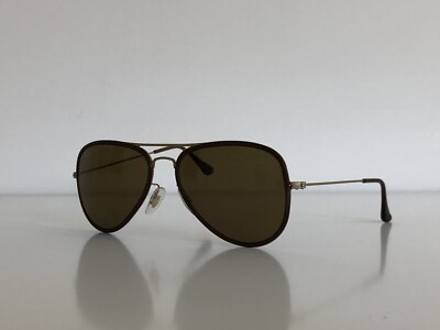 #ad Ray Ban RB 3513 M 149 83 Aviator Flat Metal Gold Brown Sunglasses 56 17 Frame