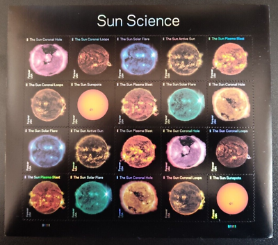 #ad Mint US Sun Science Pane of 20 Forever Stamps Scott# 5598 5607 MNH