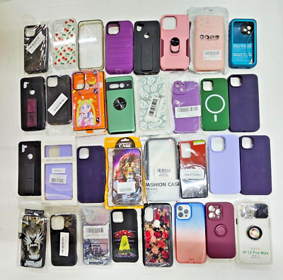 #ad Lot of 50 Cell phone cases. various brands colors styles. New Open box Used
