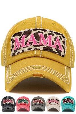 #ad KBETHOS Women Mama Leopard Embroidered Vintage Washed Adjustable Baseball Cap $19.99