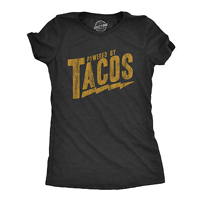 #ad Womens Powered By Tacos T Shirt Funny Sarcastic Vintage Retro Graphic Tee for
