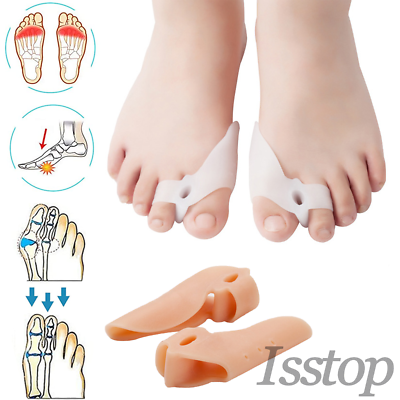 #ad 2x Silicon Gel Bunion Toe Corrector Separator Splint Straightener Orthotics Pain