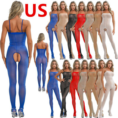 #ad US Woman#x27;s Bodysuit Sheer Sexy Tights One piece Bodycon Teddy Babydoll Nightwear
