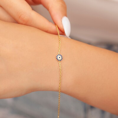 #ad Adjustable Evil Eye Bracelet 925 Sterling Silver Protection Bracelet 5quot; 6quot; 7quot; 8quot;