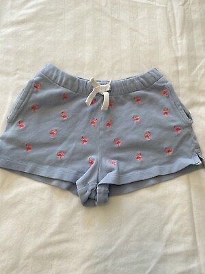 #ad Ralph Lauren Toddler Girls Blue Shorts with Embroidered Pink Flamingos Size 4T