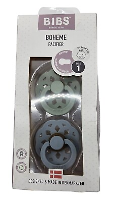 #ad Bibs Set Of 2 Pacifiers Boheme Soother With Teat Rubber Natural 0 6 Months