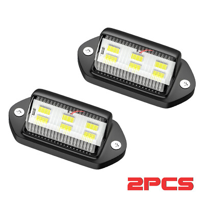 #ad 2Pcs LED License Plate Light Tag Lamps Assembly Replacement for Truck Trailer RV