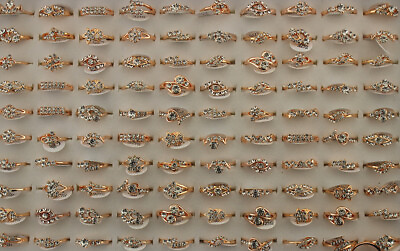 #ad Wholesale Bulk Lots 40pcs Mixed Clear Rhinestone Jewelry Women Classic Rings