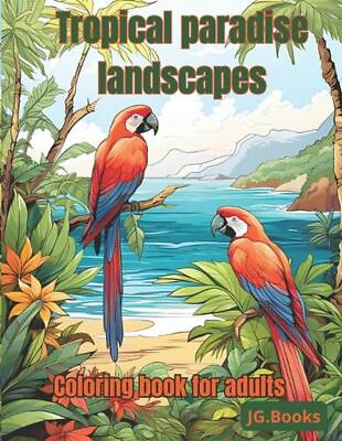 #ad Tropical Paradise Landscapes: Coloring Book For Adults by Books Paperback Book