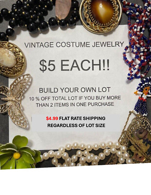 #ad BUILD A LOT VINTAGE ESTATE RHINESTONE amp; MCM JEWELRY $5 FIRST 10% OFF 2 0R MORE