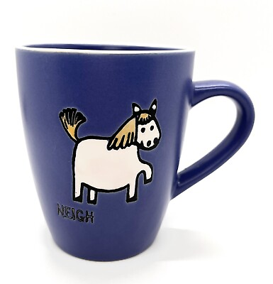 #ad Neigh Horse Coffee Mug Blue Tea Equine Farm Stables Kitschy Unused FREE SHIP