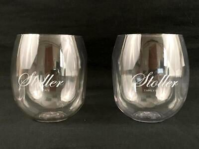 #ad Set Of 2 Stemless Plastic Wine Glasses Stoller Family Estates Tritan
