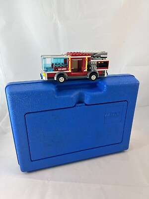 #ad LEGO Lot Vintage Carrying Case Blue 1983 With Fire Truck Build 80’s Retro Case