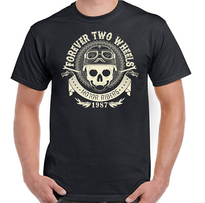 #ad Forever Two Wheels Mens Biker T Shirt Motorbike Bike Motorcycle MC Club