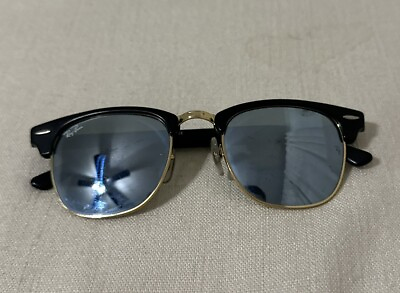 #ad Ray Ban Clubmaster Chromance Polarized Silver Black Unisex Sunglasses RB3016 $90.00