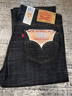 #ad levis 501 34x30 mens jeans new Black Blue Straight Leg Button Fly