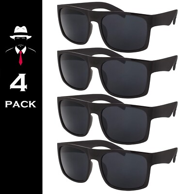#ad Mens Sunglasses Super Dark Square Frame 4 Pack Glasses OG Locs Like Deal New Blk