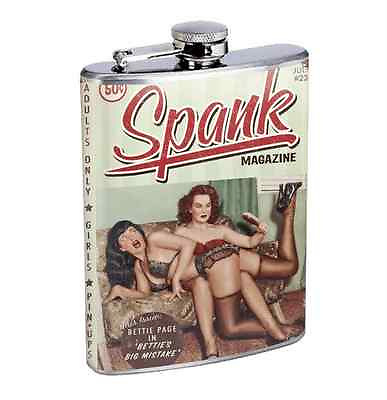 #ad Spank Magazine Sexy Vintage 8oz Stainless Steel Flask Drinking Whiskey