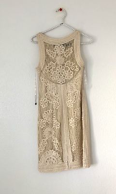#ad SUE WONG Nocturne Size 4 Ivory Cream Embroidered embellished knee length dress