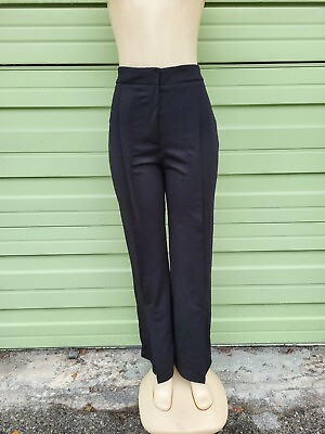 #ad NEW ZARA WOMEN BLACK TROUSERS WITH FRONT VENTS WAIST 26 SIZE M #6795B