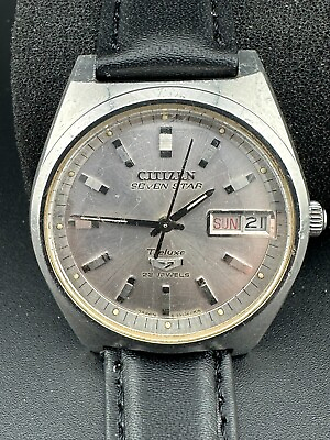#ad Citizen Crystal 7 Seven Star Deluxe Men#x27;s Automatic 4 520246 37.5mm Stainless St