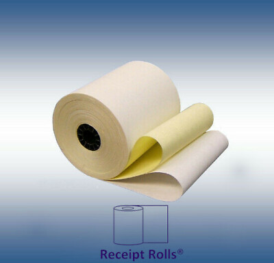 #ad 3quot; x 90#x27; 2 ply Carbonless White Canary POS Receipt Kitchen Paper Rolls 50 CS