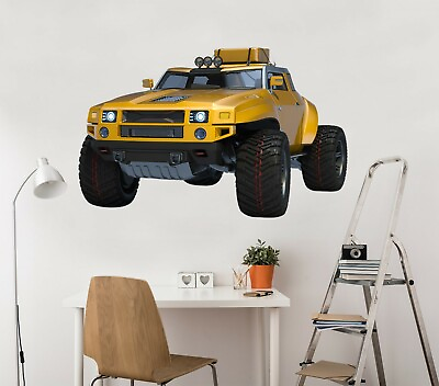 #ad 3D Yellow Off Road 030NA Car Wallpaper Mural Poster Transport Wall Stickers Zoe