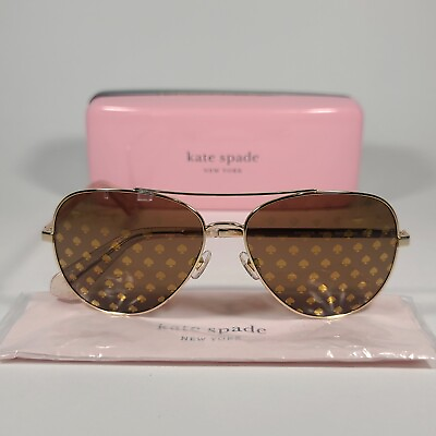 #ad Kate Spade Avaline2 S 94RK1 Aviator Sunglasses Gold Frame Spade Lens Authentic