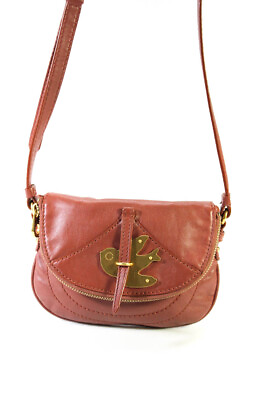 #ad Marc By Marc Jacobs Womens Brown Flap Zip Small Crossbody Bag Handbag