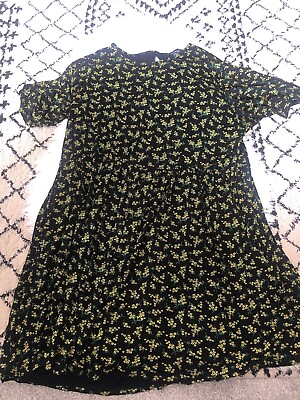 #ad Wednesday#x27;s Girl Boho dress floral Yellow Black Made In England Plus Size 24. G6