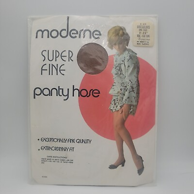 #ad Vintage Moderne Super Fine Panty Hose Tantone One Size 5#x27; to 5#x27;10quot;