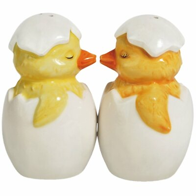 #ad Westland Giftware Easter Mwah Chick A Kiss Magnetic Ceramic Salt and Pepper