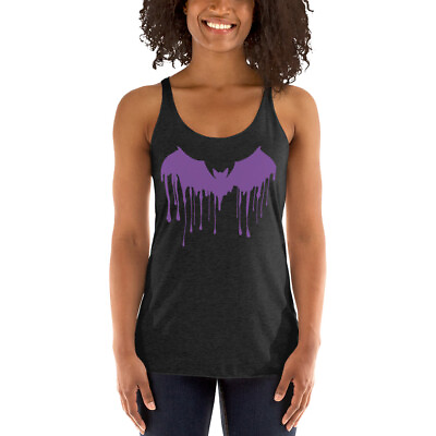 #ad Purple Drip Melting Vampire Bat Women#x27;s Racerback Tank Top Shirt