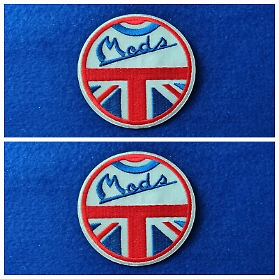 #ad A Pair Of Mod Culture Patches Sew Iron On Badges g Mods Half UK Flag
