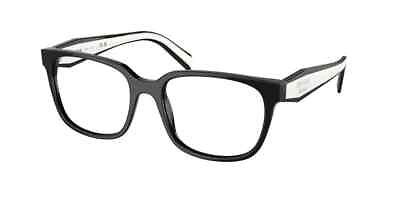 #ad Prada PR 17ZVF 1AB 1O1 55mm Black and White Square Unisex Eyeglasses