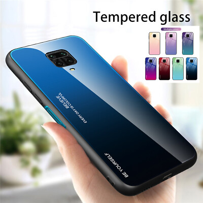 #ad For Xiaomi Redmi 9A Note 9S Pro Max PC Tempered Glass Back Cover TPU Phone Case