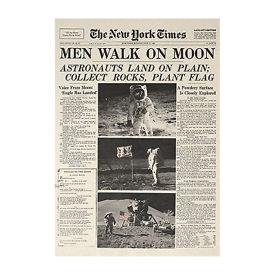 #ad 2Pack 20#x27;#x27;x14#x27;#x27; Apollo 11 Moon Landing New York Times Vintage Poster Decor Gift