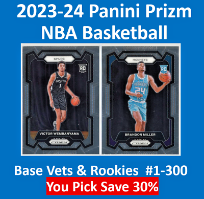 #ad 2023 24 Prizm Basketball #1 300 Base Rookie RC amp; Vet You Pick Complete Your Set