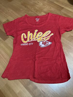 #ad Women’s Kansas Chiefs T shirt Tee Sz XL May Fit 14 or 16 Scoop Neck Slit Sides