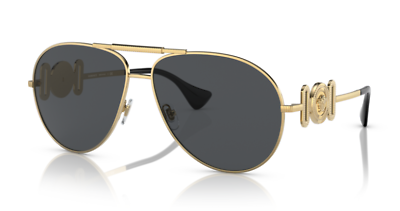 #ad Versace Sunglasses VE2249 100287 65mm Gold Dark Gray