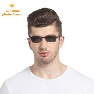 #ad New Men#x27;s Photochromic Gray Single Vision Reading Glasses Sunglasses 1.00 4.00