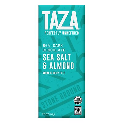 #ad Taza Chocolate Stone Ground Organic Dark Bar Sea Salt And Almond 2.5 Oz