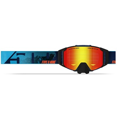 #ad New 509 Sinister X6 Snowmobile Goggles Blue With Fire Mirror Rose Tint Lens