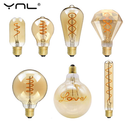 #ad LED Filament A Bulb Industrial Vintage Dimmable Light Edison E27 4W Decorative