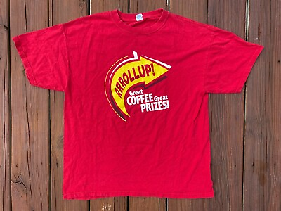 #ad VTG Time Hortons Red T Shirt It#x27;s Time To RRRoll Double Sided Men#x27;s Large