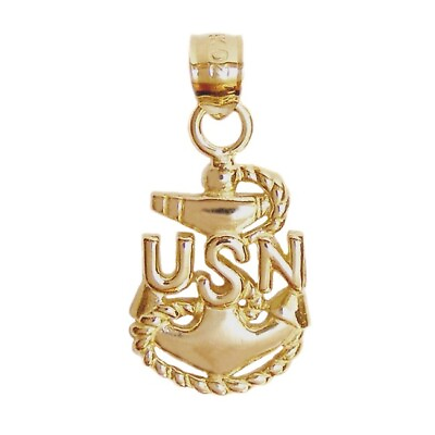 #ad New 14k Yellow Gold U.S. Navy Anchor Pendant