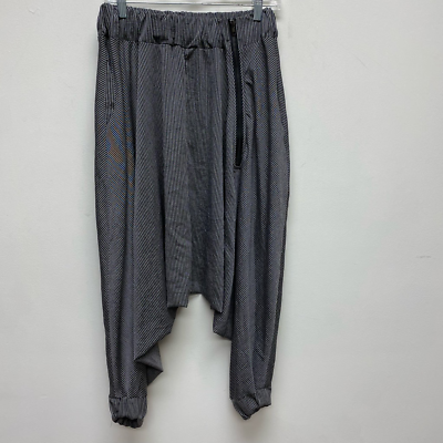 #ad Emmanuel Womens Harem Pant Gray Black Stripe Pockets Zip Loungewear Comfort S