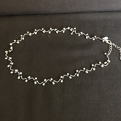 #ad Vintage Kim Rogers Choker Necklace Silver Black Classic Jewelry 18quot;
