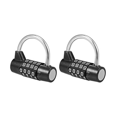 #ad 4 Digit Combination Padlock 2 inch Resettable Lock for Gate Locker Black 2Pcs
